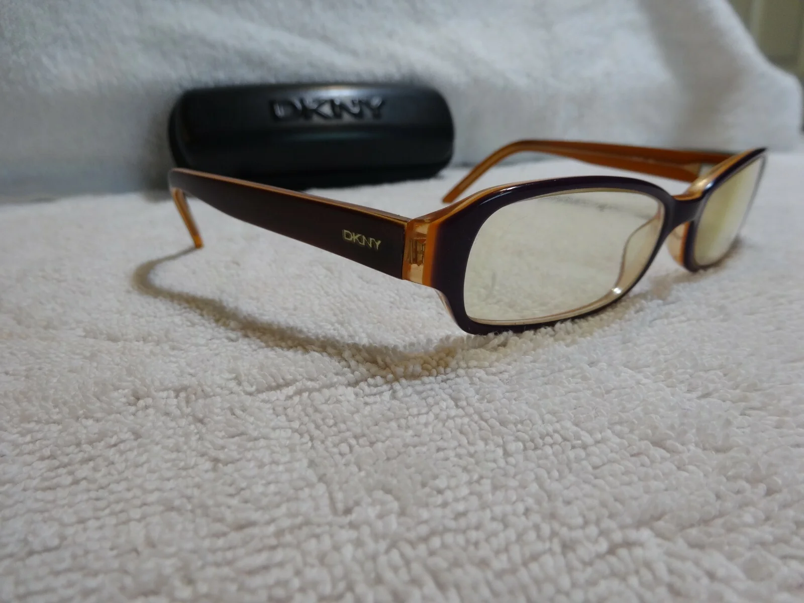 DKNY Donna Karen New York Eyeglasses W/Case Brown 2 tone Frames 52-16-135mm L@@K